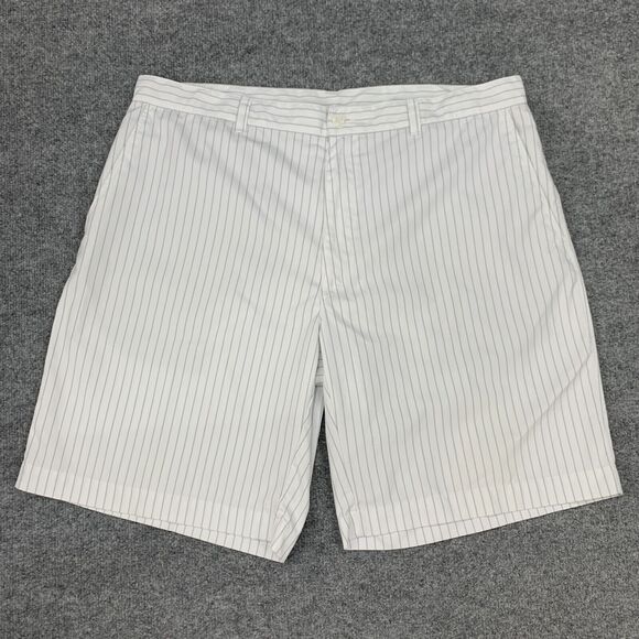 PGA Tour Short Mens 38 White Pinstripe Moisture Wicking Performance Golf Chino - Picture 2 of 11